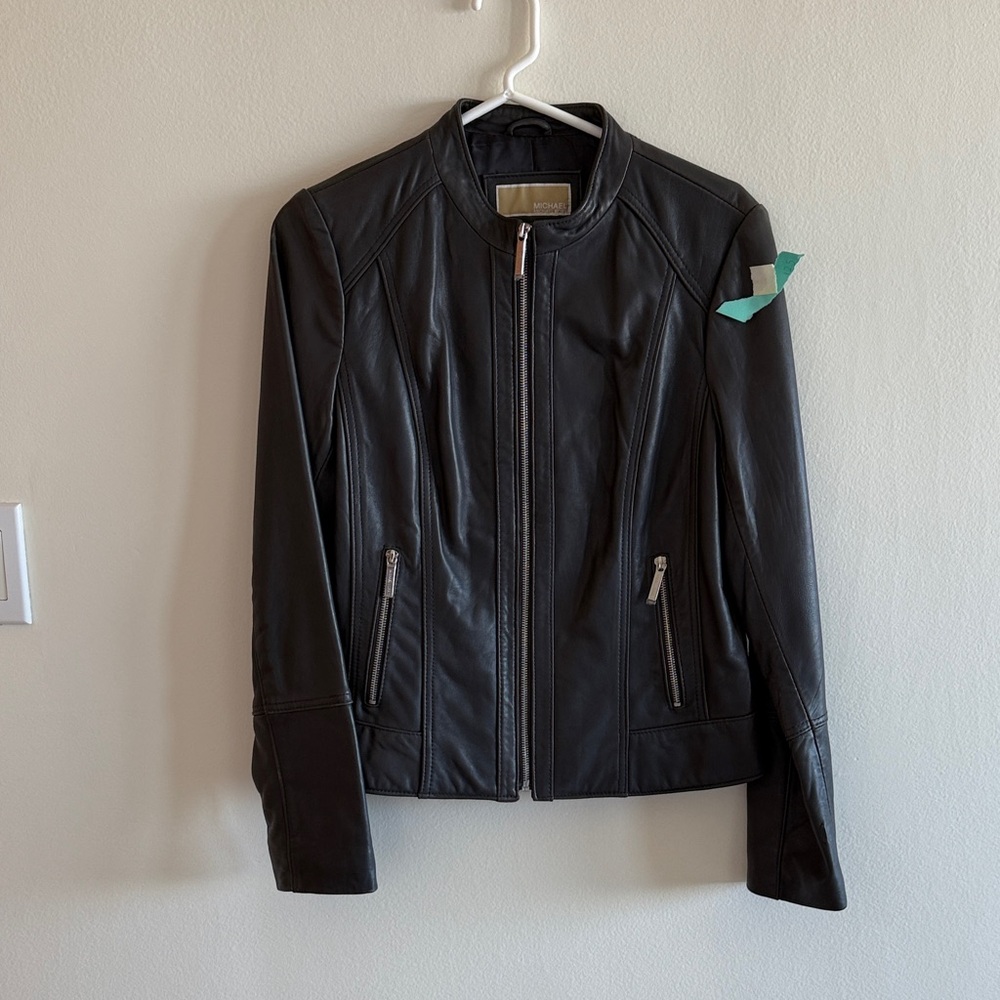 Women's Dark Grey Leather Jacket